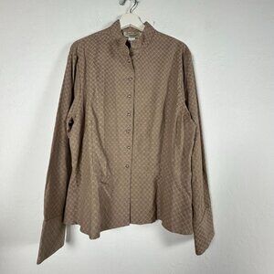 Wah Maker Vintage Collection Womens XXL Beige Jacquard Long Sleeve Shirt USA